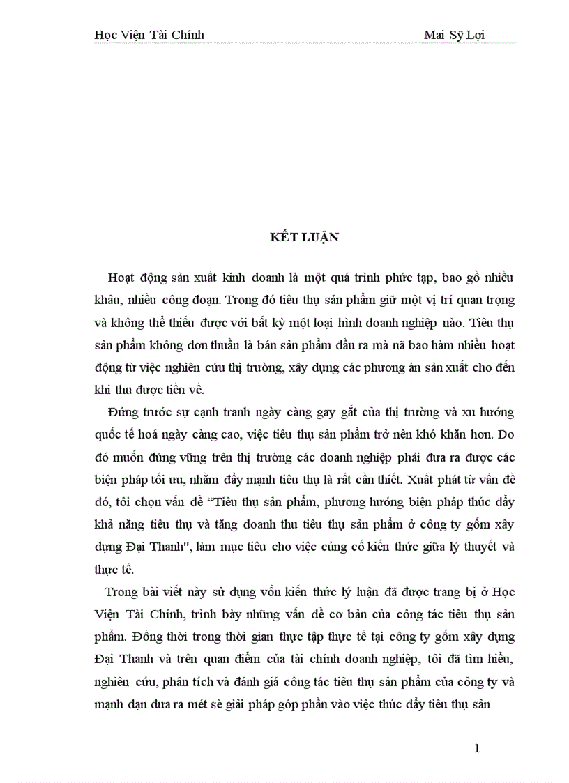 image for page Tiêu thụ sản phẩm phương hướng biện pháp thúc đẩy khả năng tiêu thụ và tăng doang thu tiêu thụ sản ở Công ty gốm xây dựng Đại Thanh