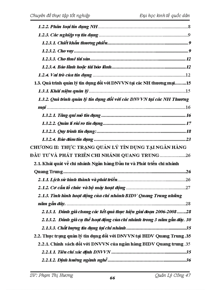 image for page Quản lý hoạt động tín dụng đối với DNVVN tại NHĐT PT Việt Nam chi nhánh Quang Trung