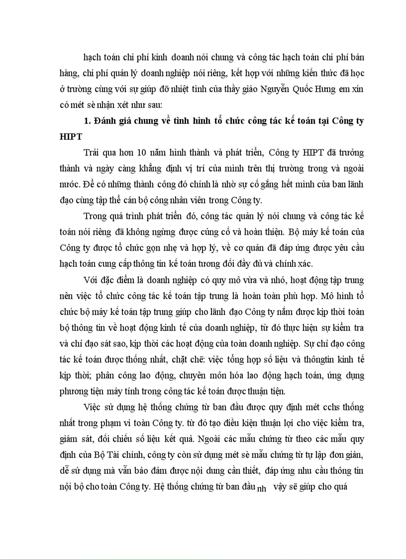 image for page Hoàn thiện kế toán chi phí bán hàng và chi phí quản lý doanh nghiệp tại Công ty cổ phần hỗ trợ phát triển tin học HIPT 1