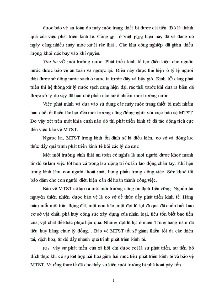 image for page Quan điểm và giải pháp của nước ta trong việc giải quyết mối quan hệ giữa phát triển kinh tế và bảo vệ MTST giai đoạn hiện nay