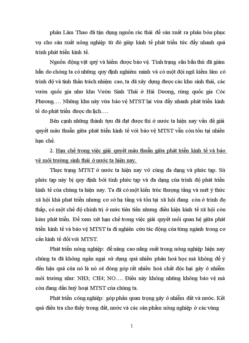 image for page Quan điểm và giải pháp của nước ta trong việc giải quyết mối quan hệ giữa phát triển kinh tế và bảo vệ MTST giai đoạn hiện nay