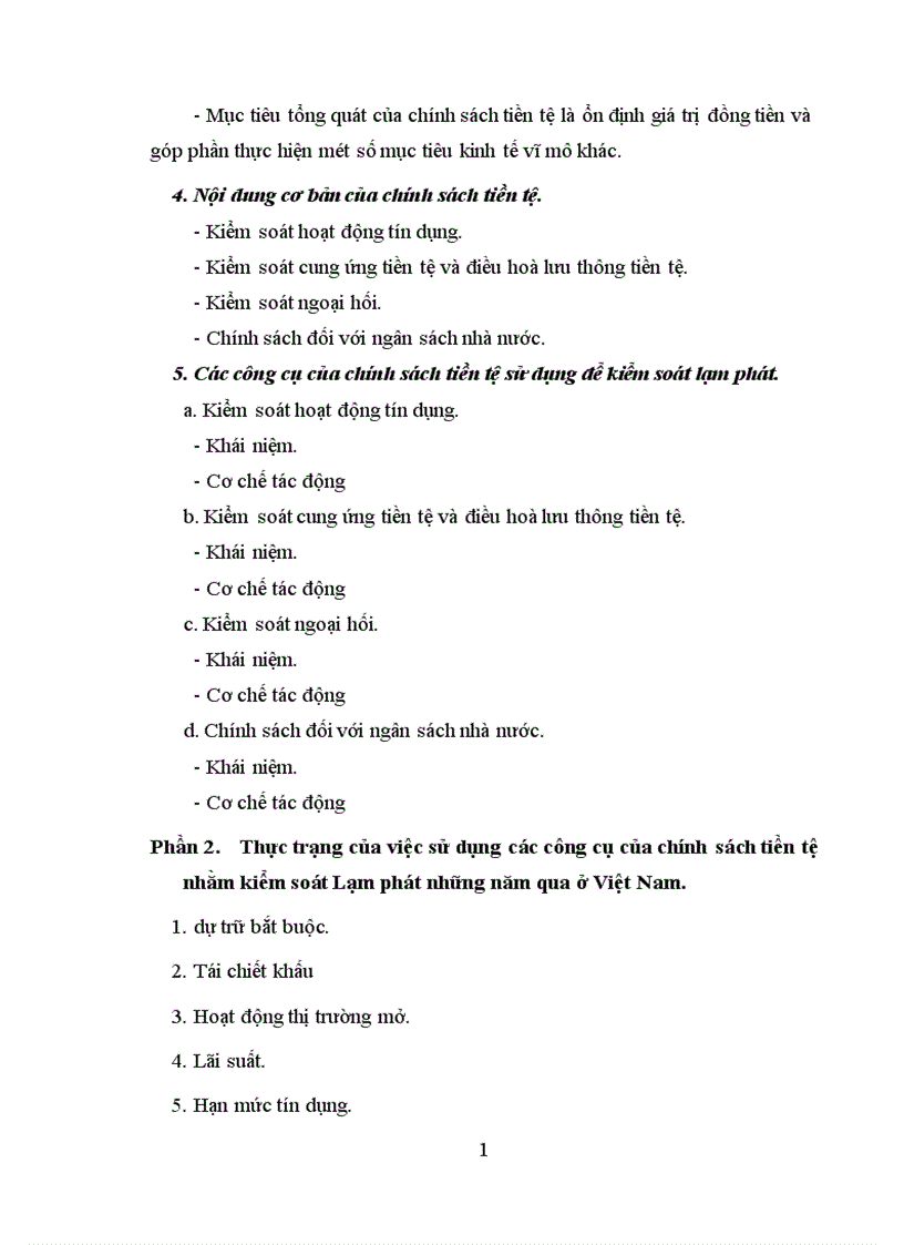 image for page Sử dụng chính sách tiền tệ nhằm kiểm soát lạm phát 1