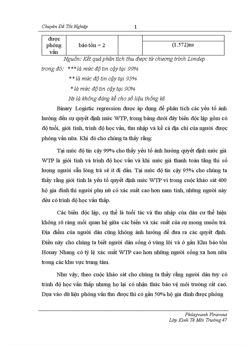 image for page Sử dụng phương pháp đánh giá ngẫu nhiên CVM để xác định sẵn lòng chi trả WTP của người dân ở Viên Chăn cho việc bảo tồn đa dạng sinh học và sử dụng bền vững trong Khu bảo tồn Houay Nhang tại thủ đô Viên Chăn Lào 1