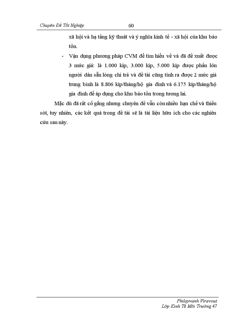 image for page Sử dụng phương pháp đánh giá ngẫu nhiên CVM để xác định sẵn lòng chi trả WTP của người dân ở Viên Chăn cho việc bảo tồn đa dạng sinh học và sử dụng bền vững trong Khu bảo tồn Houay Nhang tại thủ đô Viên Chăn Lào 1
