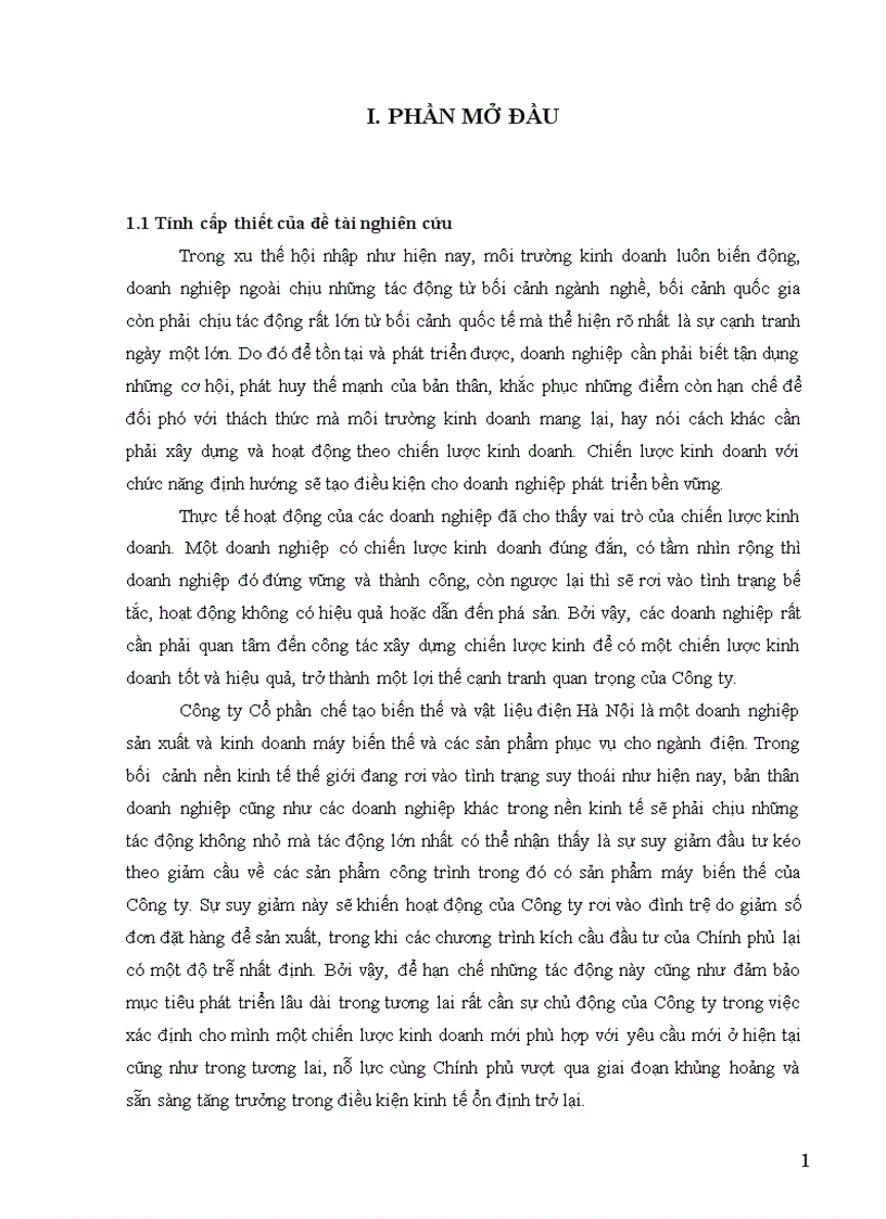 image for page Xây dựng chiến lược kinh doanh cho Công ty Cổ phần chế tạo biến thế và vật liệu điện Hà Nội giai đoạn 2009 2015