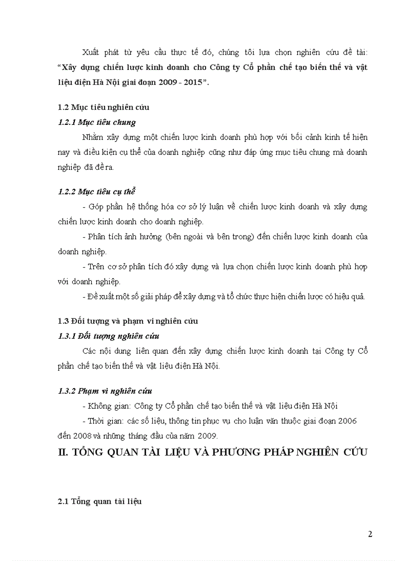 image for page Xây dựng chiến lược kinh doanh cho Công ty Cổ phần chế tạo biến thế và vật liệu điện Hà Nội giai đoạn 2009 2015