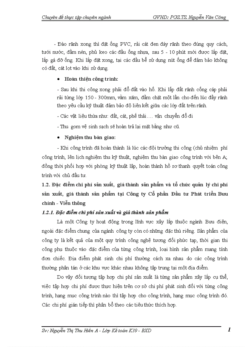 image for page Hoàn thiện kế toán chi phí sản xuất và tính giá thành sản phẩm xây lắp tại Công ty Cổ phần Đầu tư Phát triển Bưu chính Viễn thông 1