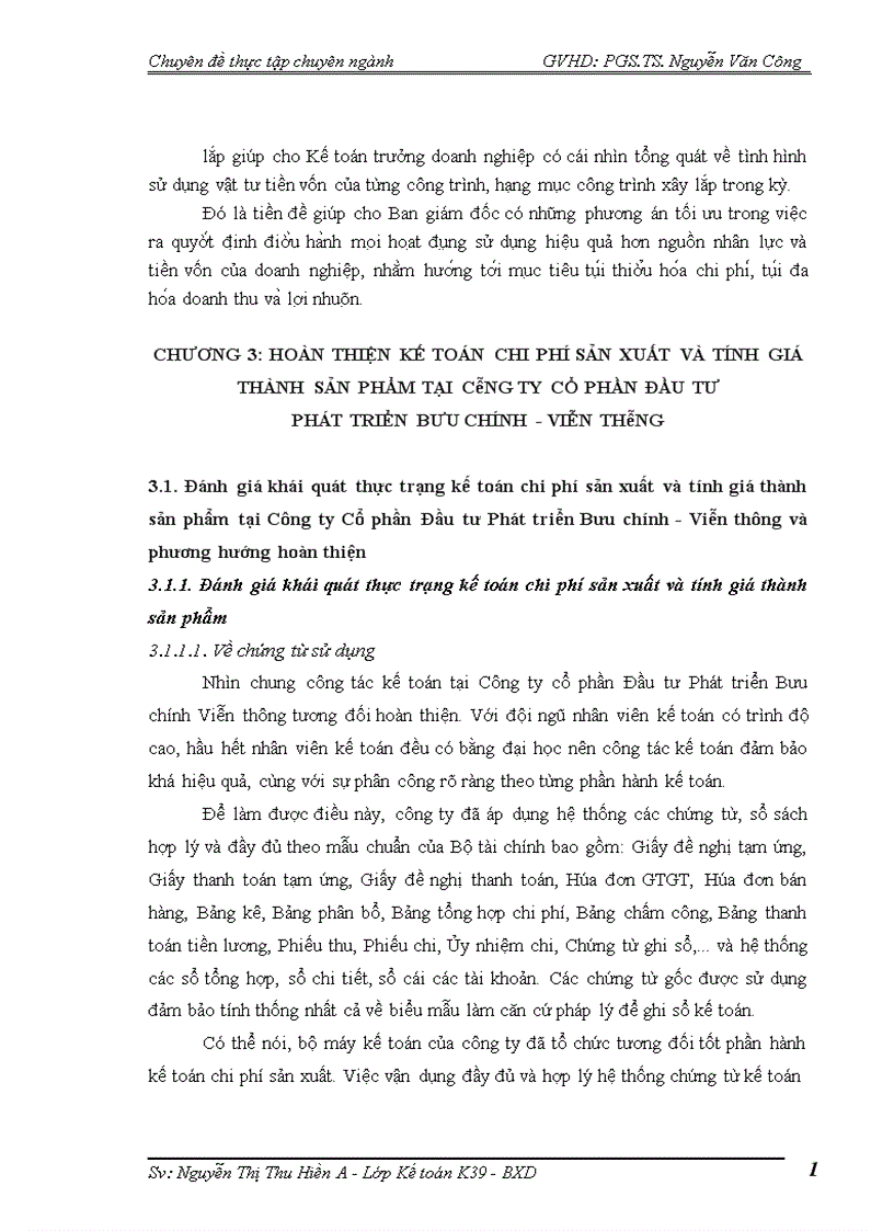 image for page Hoàn thiện kế toán chi phí sản xuất và tính giá thành sản phẩm xây lắp tại Công ty Cổ phần Đầu tư Phát triển Bưu chính Viễn thông 1