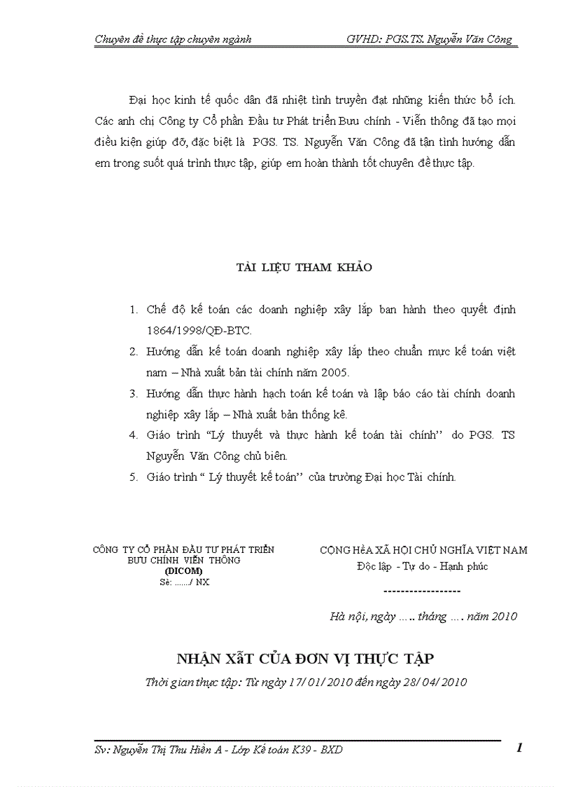 image for page Hoàn thiện kế toán chi phí sản xuất và tính giá thành sản phẩm xây lắp tại Công ty Cổ phần Đầu tư Phát triển Bưu chính Viễn thông 1