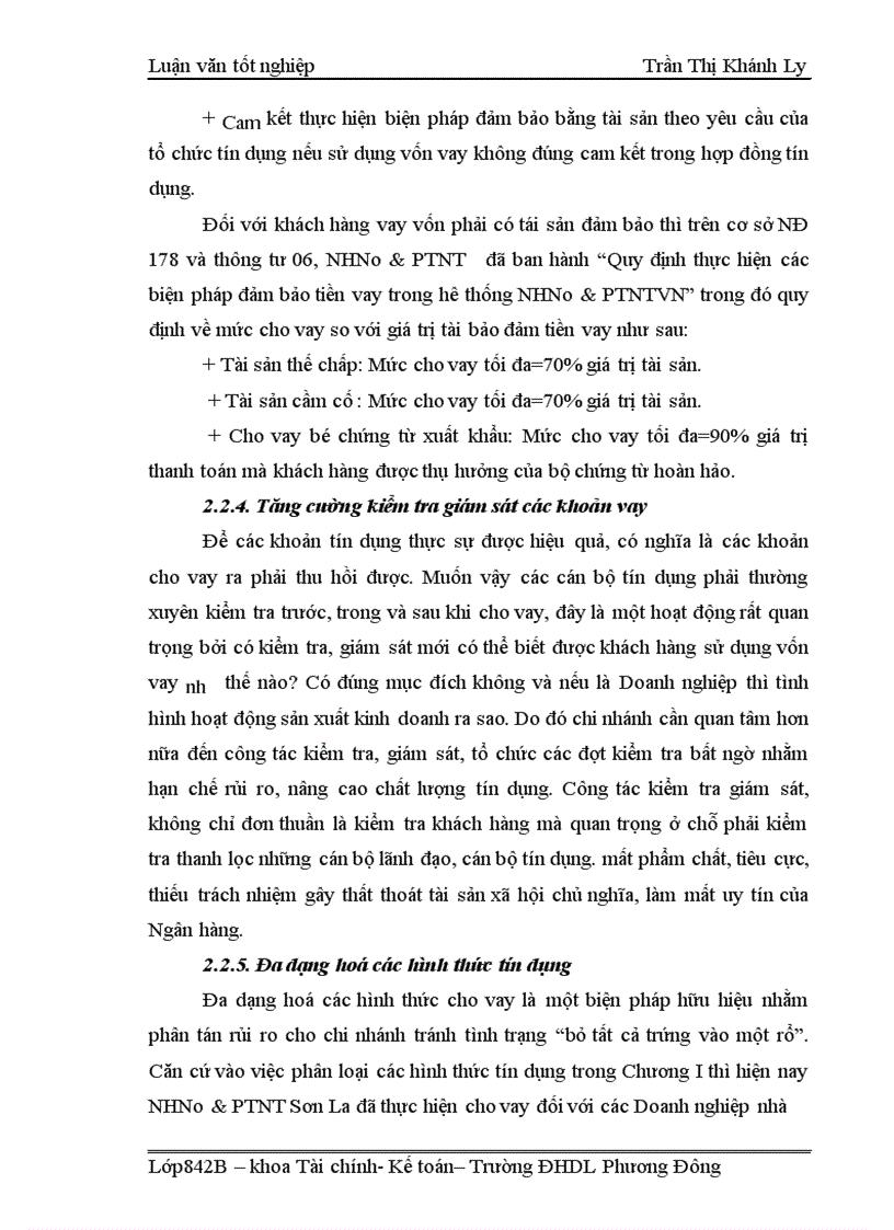 image for page Giải pháp mở rộng cho vay và nâng cao chất lượng tín dụng tại chi nhánh NHNo PTNT Sơn La