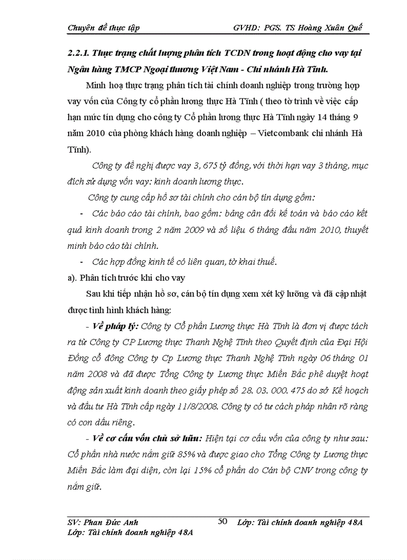 image for page Hoàn thiện phân tích tài chính doanh nghiệp trong hoạt động cho vay tại Ngân hàng TMCP Ngoại thương Việt Nam Vietcombank chi nhánh Hà Tĩnh