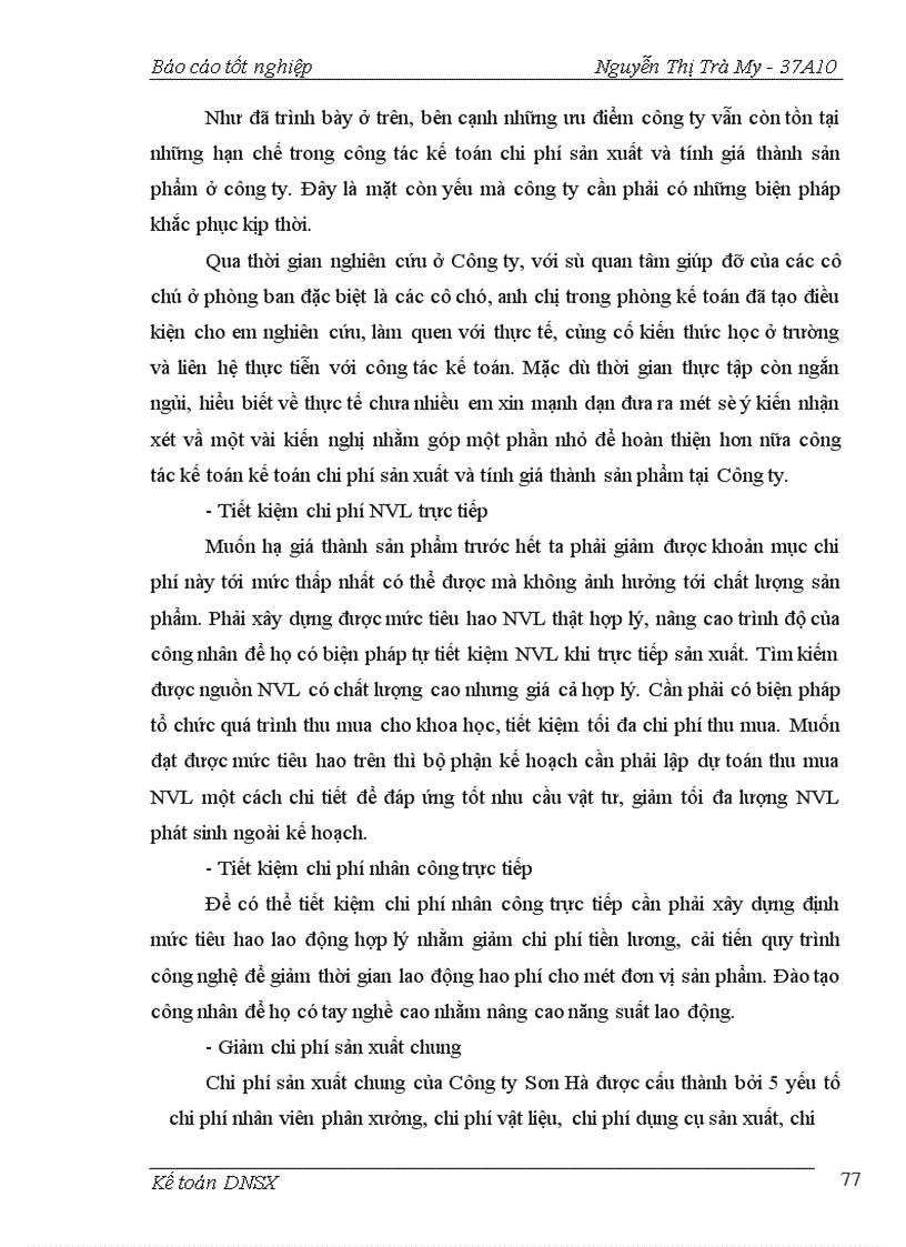 image for page Kế toán chi phí sản xuất và tính giá thành sản phẩm tại Công ty TNHH Sơn Hà 1