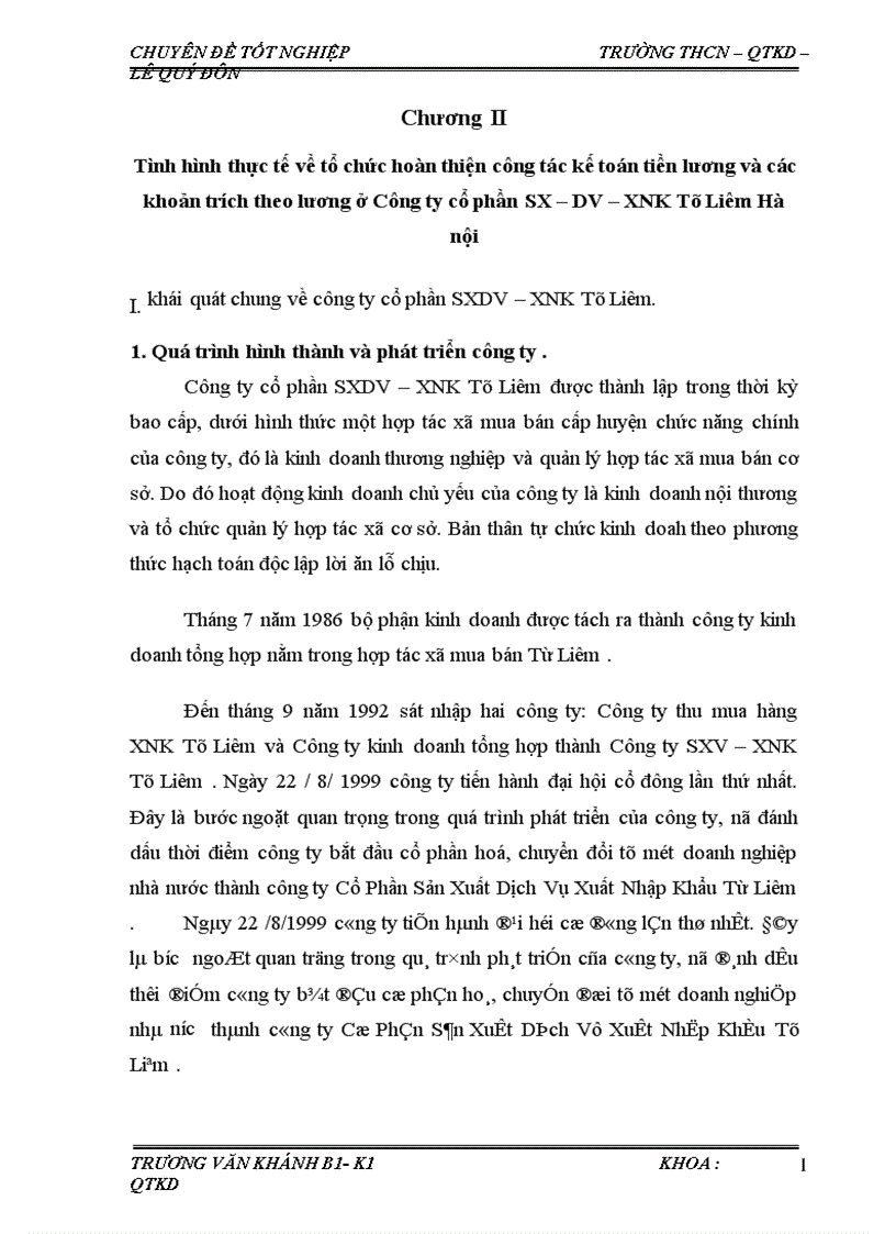 image for page Kế toán tiền lương và các khoản trích theo lương tại Công ty cổ phần SXDV XNK Từ Liêm