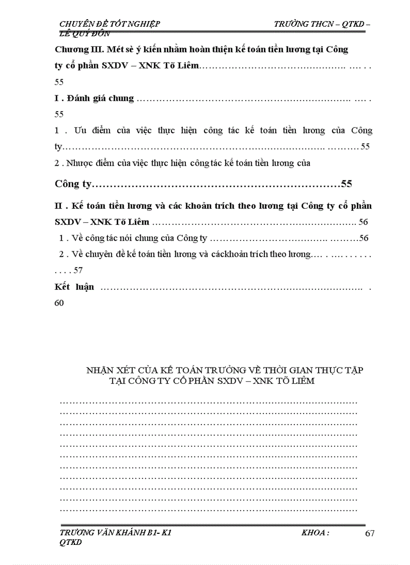 image for page Kế toán tiền lương và các khoản trích theo lương tại Công ty cổ phần SXDV XNK Từ Liêm