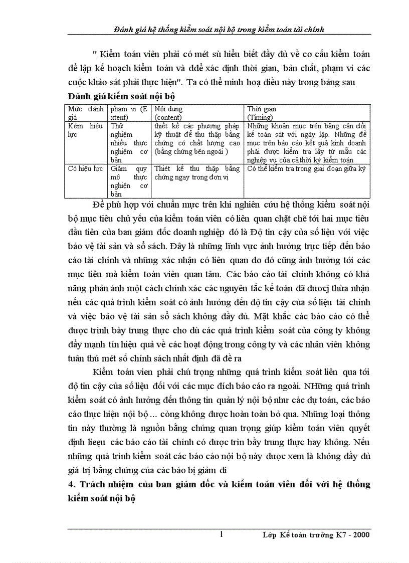 Đánh giá hệ thống kiểm soát nội bộ trong kiểm toán tài chính 1