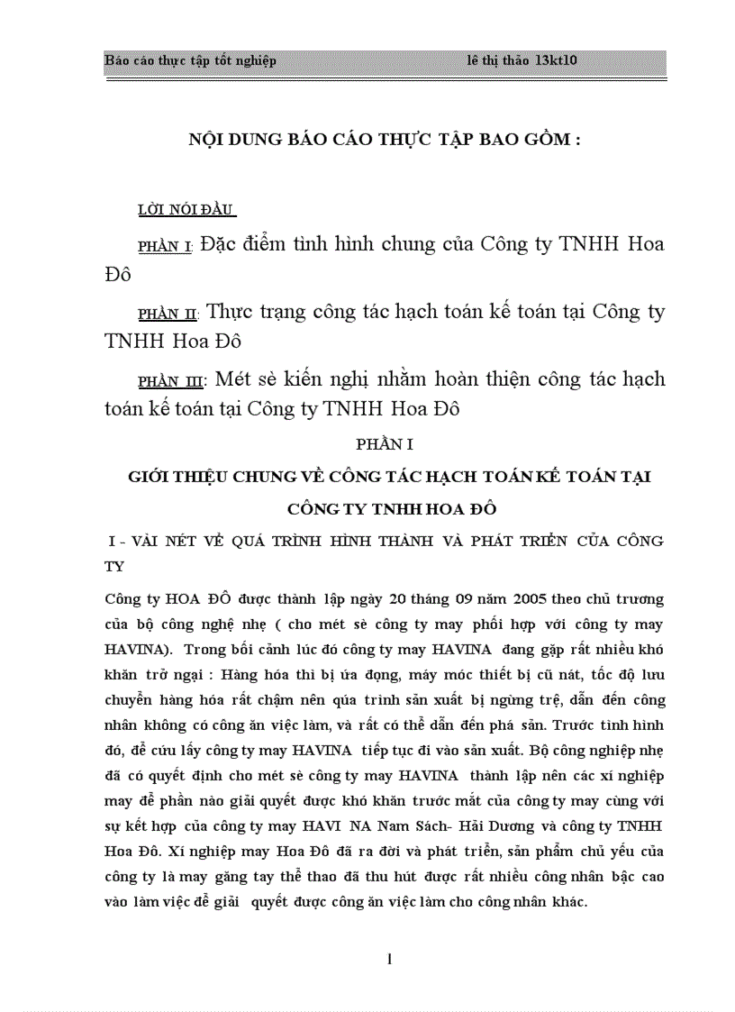 image for page Hoàn thiện công tác hạch toán kế toán tại Công ty TNHH Hoa Đô