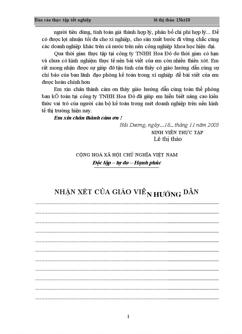 image for page Hoàn thiện công tác hạch toán kế toán tại Công ty TNHH Hoa Đô