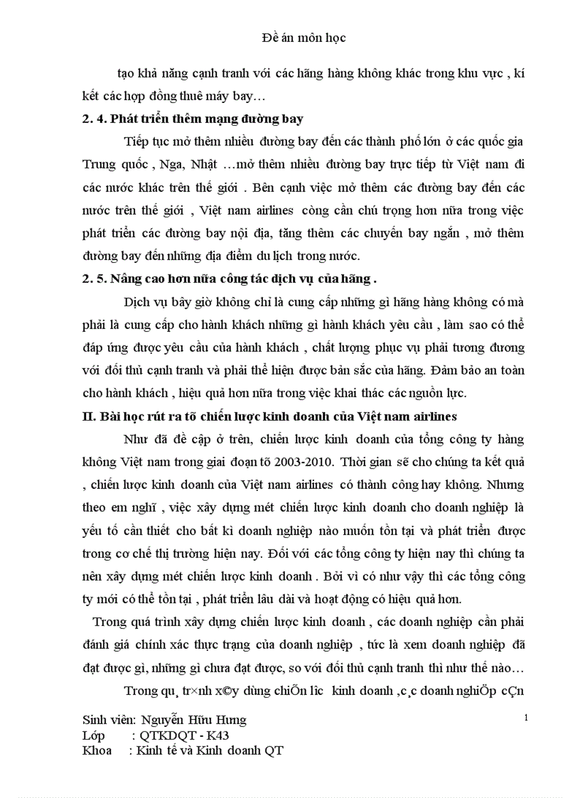 image for page Chiến lược kinh doanh của Việt Nam AIRLINES