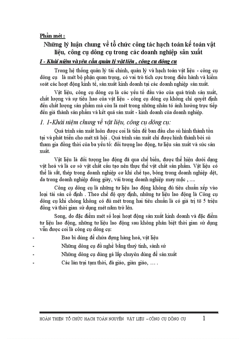 image for page Hoàn thiện tổ chức hạch toán nguyên vật liệu công cụ dụng cụ