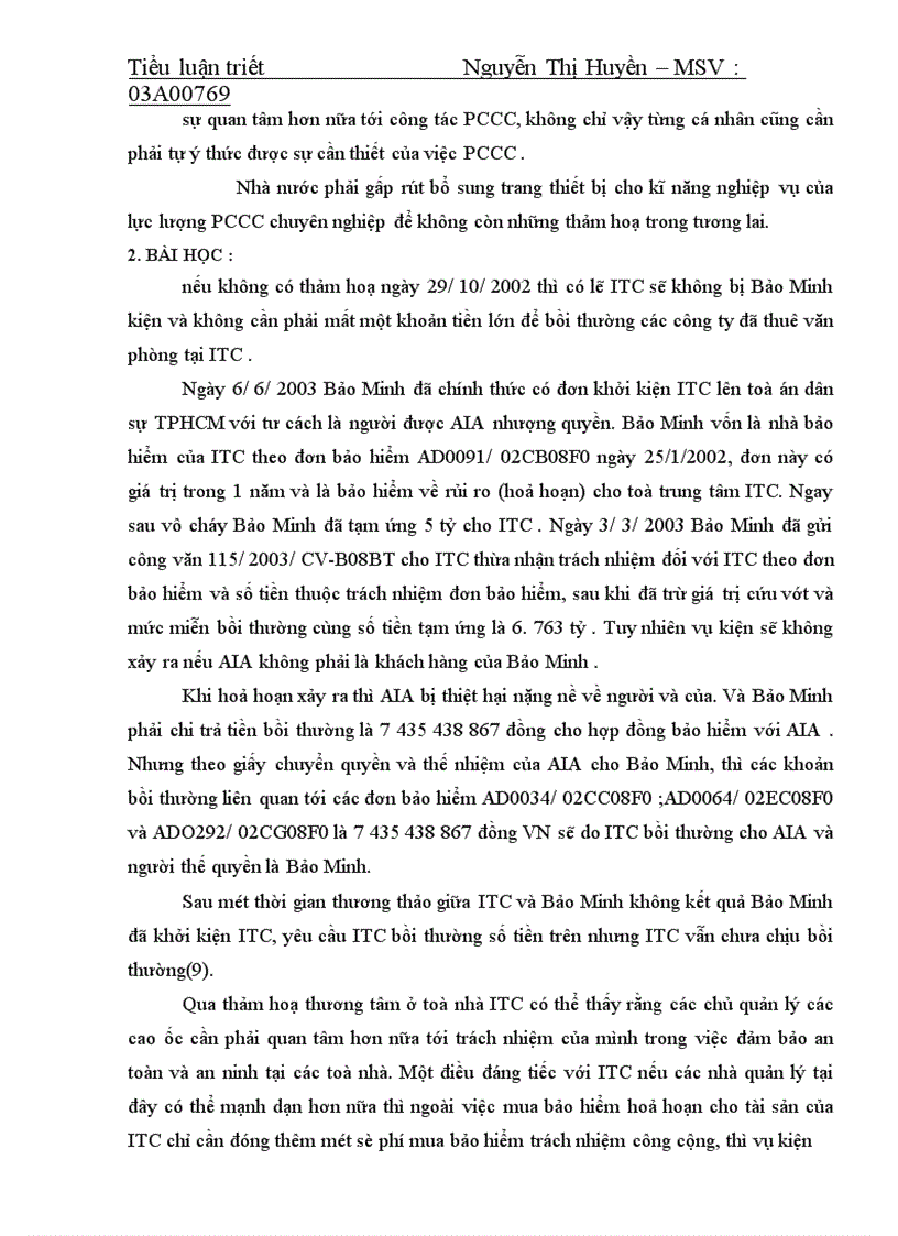 image for page vụ cháy trung tâm thương mại quốc tế ITC tại Thành Phố Hồ Chí Minh trên phương diện triết học