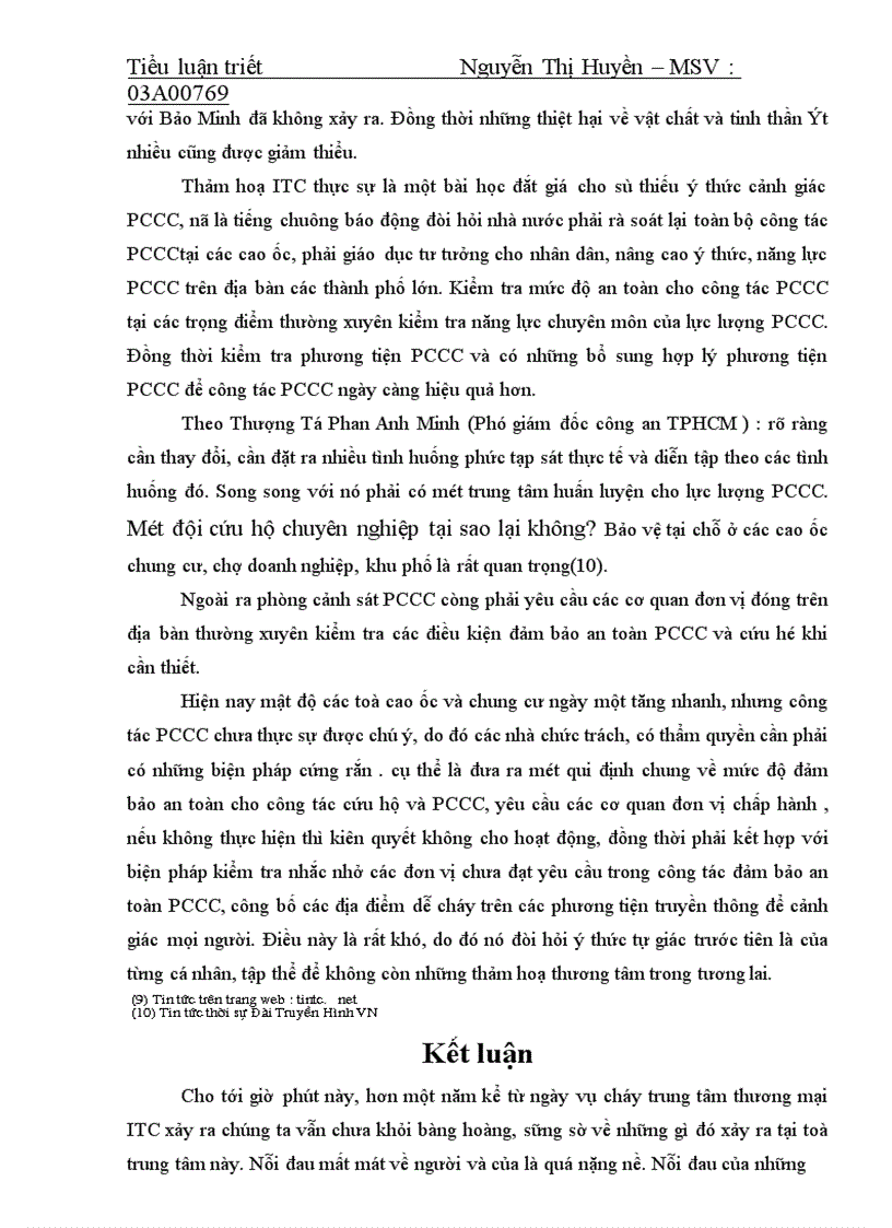 image for page vụ cháy trung tâm thương mại quốc tế ITC tại Thành Phố Hồ Chí Minh trên phương diện triết học