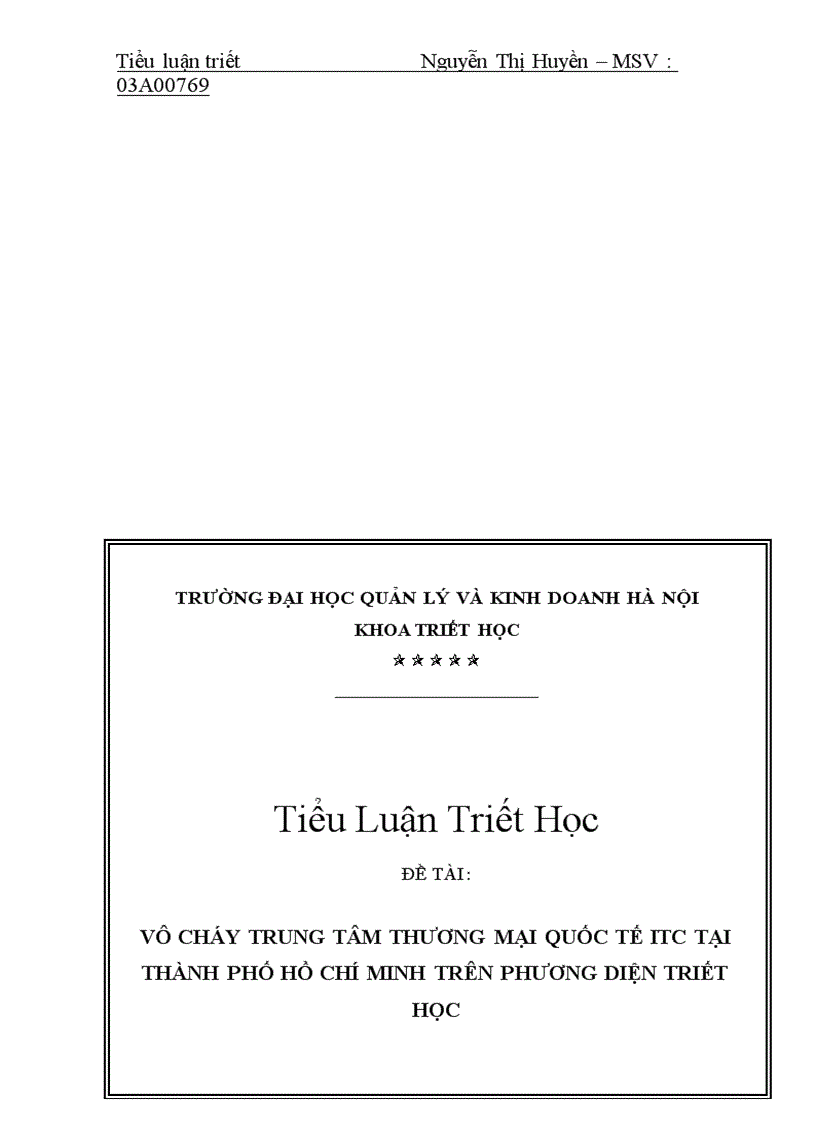 image for page vụ cháy trung tâm thương mại quốc tế ITC tại Thành Phố Hồ Chí Minh trên phương diện triết học