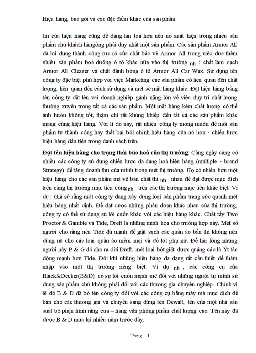 image for page Hiệu hàng bao gói và các đặc điểm khác của sản phẩm 1