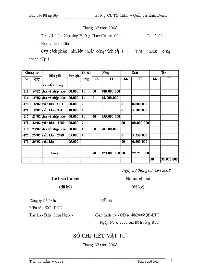 image for page Kế toán Nguyên vật liệu Công cụ dụng cụ Tại Công ty Cổ Phần Xây Lắp Điện Công Nghiệp 1