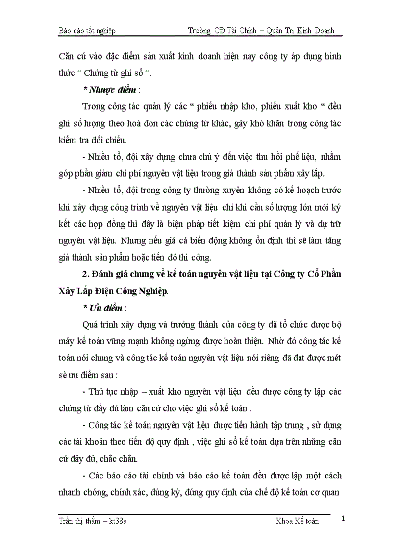 image for page Kế toán Nguyên vật liệu Công cụ dụng cụ Tại Công ty Cổ Phần Xây Lắp Điện Công Nghiệp 1