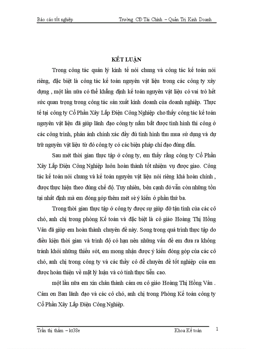 image for page Kế toán Nguyên vật liệu Công cụ dụng cụ Tại Công ty Cổ Phần Xây Lắp Điện Công Nghiệp 1