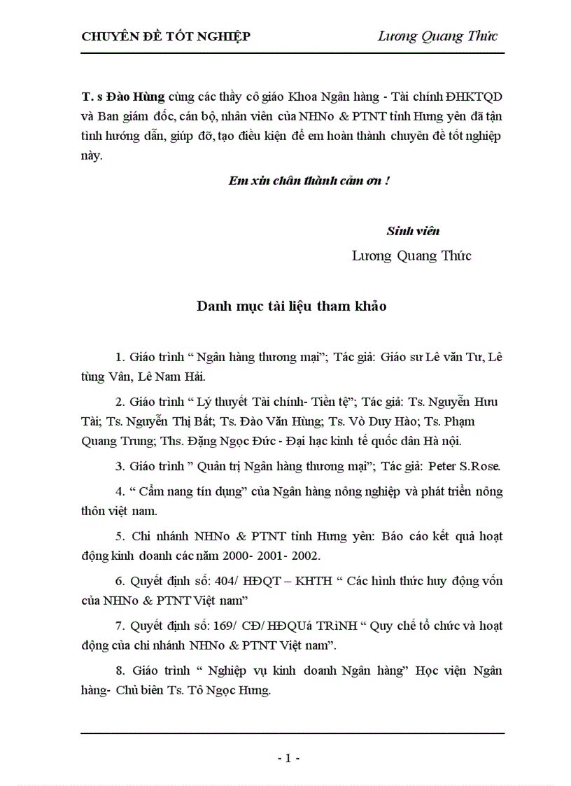 image for page Giải pháp nâng cao chất lượng tín dụng tại Ngân hàng nông nghiệp và phát triển nông thôn tỉnh Hưng Yên 1