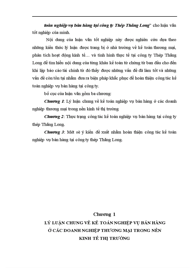 Hoàn thiện công tác kế toán nghiệp vụ bán hàng tại công ty Thép Thăng Long 1