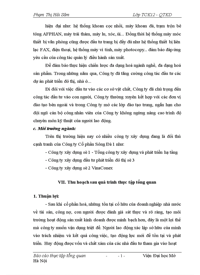 image for page Báo cáo thực tập tổng hợp của CÔNG TY Cổ phần sông đà 1