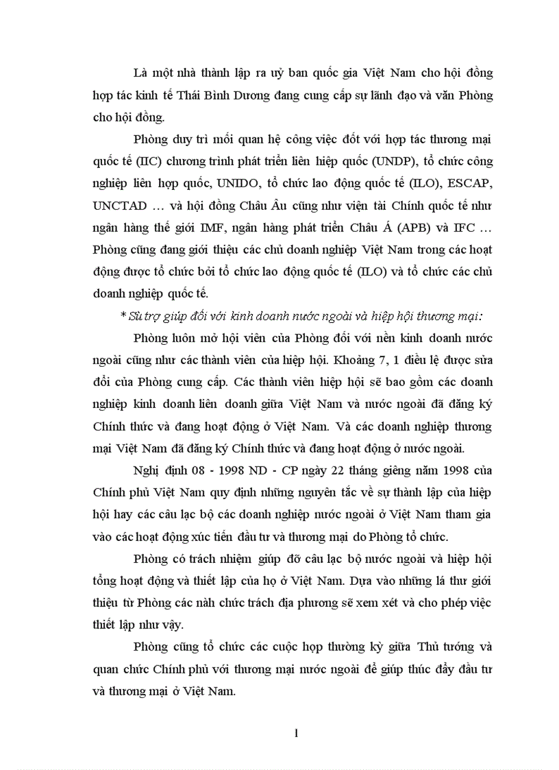 Báo cáo thực tập tổng hợp của Phòng thương mại và công nghiệp Việt Nam 1