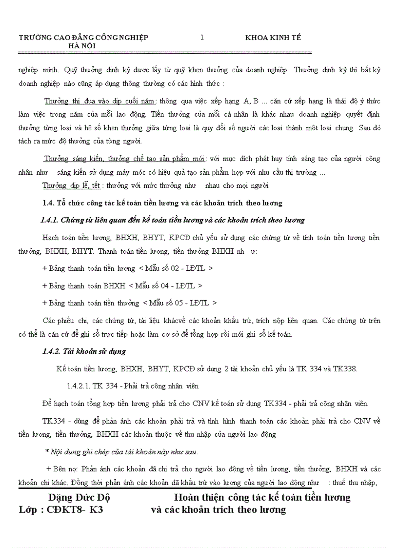 image for page Hoàn thiện công tác kế toán tiền lương và các khoản trích theo lương tập tại Công ty Cổ Phần khách sạn Du Lịch Sông Nhuệ 1