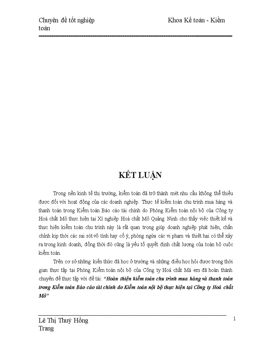 image for page Hoàn thiện kiểm toán chu trình mua hàng và thanh toán trong Kiểm toán Báo cáo tài chính do Phòng Kiểm toán nội bộ thực hiện tại Công ty Hoá Chất Mỏ 1