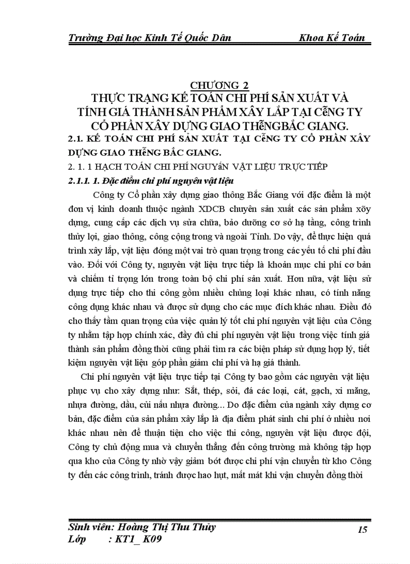 image for page Hoàn thiện kế toán chi phí sản xuất và tính giá thành sản phẩm xây lắp tại Công ty cổ phần xây dựng giao thông Bắc Giang 1