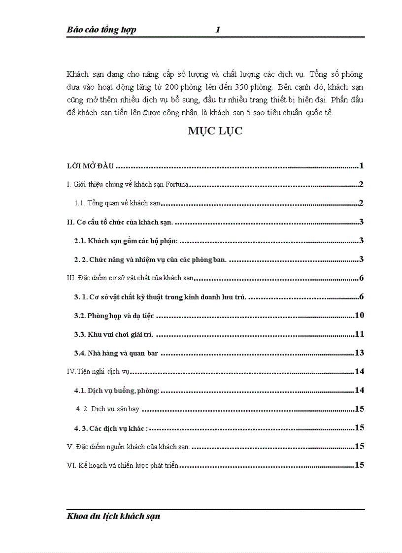 image for page Báo cáo thực tập tổng hợp về khách sạn Fortuna