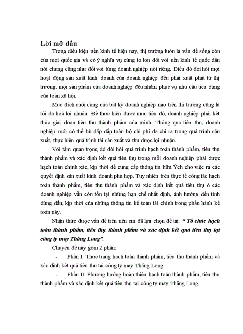 image for page Tổ chức hạch toán thành phẩm tiêu thụ thành phẩm và xác định kết quả tiêu thụ tại công ty may Thăng Long 1