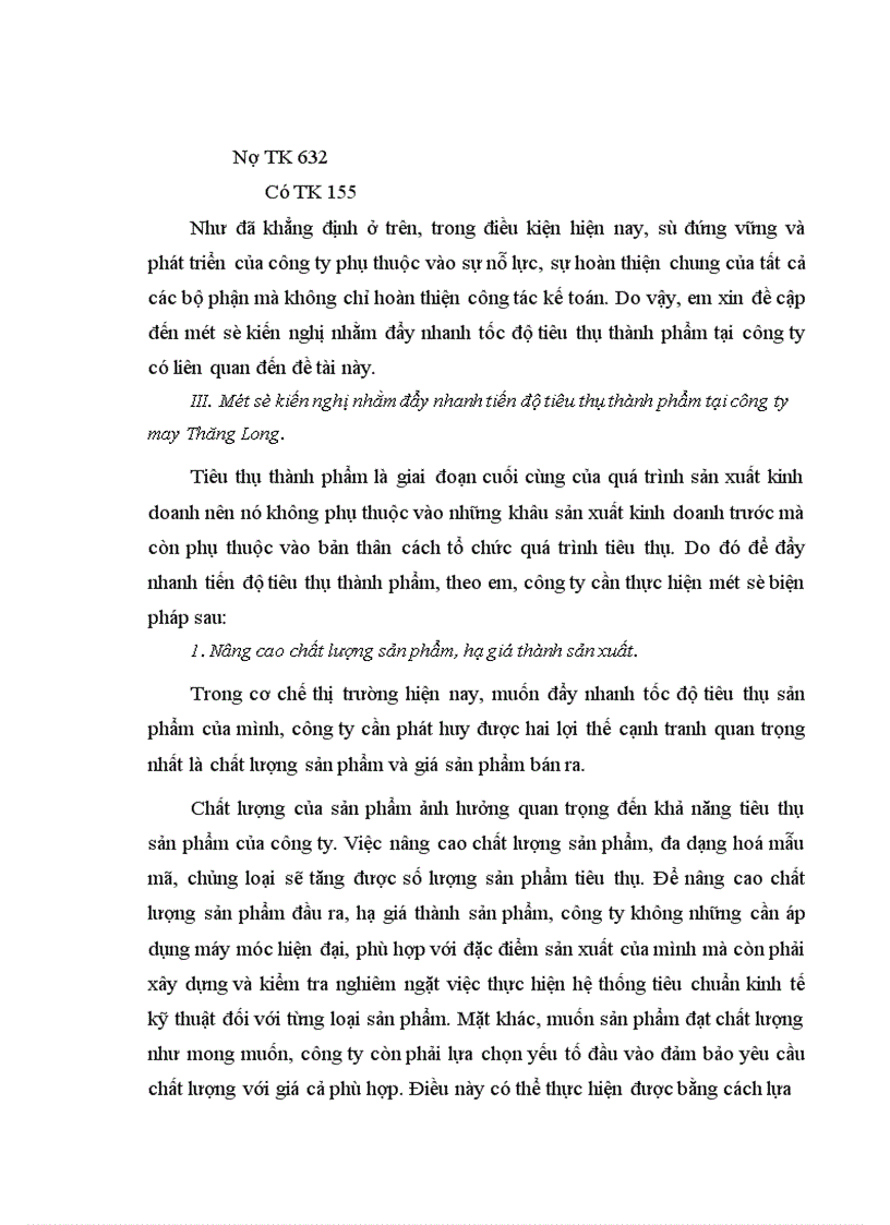 image for page Tổ chức hạch toán thành phẩm tiêu thụ thành phẩm và xác định kết quả tiêu thụ tại công ty may Thăng Long 1