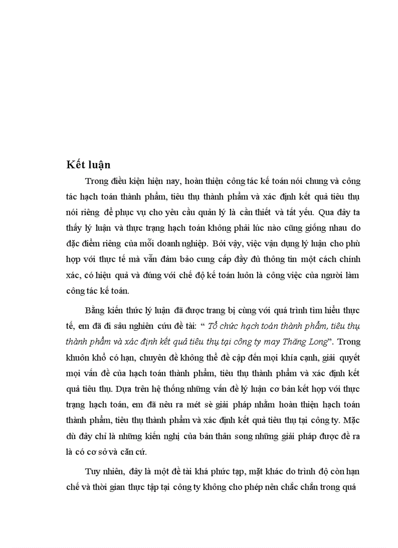 image for page Tổ chức hạch toán thành phẩm tiêu thụ thành phẩm và xác định kết quả tiêu thụ tại công ty may Thăng Long 1