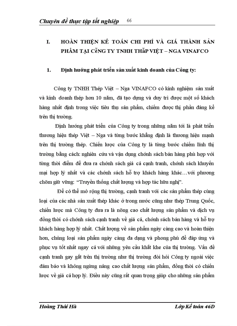 image for page Hoàn thiện kế toán chi phí sản xuất và tính giá thành sản phẩm tại Công ty TNHH Thép Việt Nga VINAFCO 1