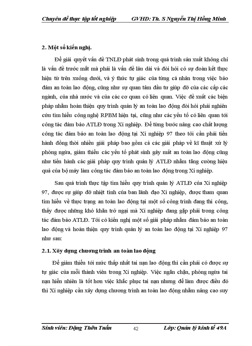 image for page Hoàn thiện quy trình quản lý an toàn lao động tại xí nghiệp 97 Tổng công ty xây dựng Trường Sơn 1