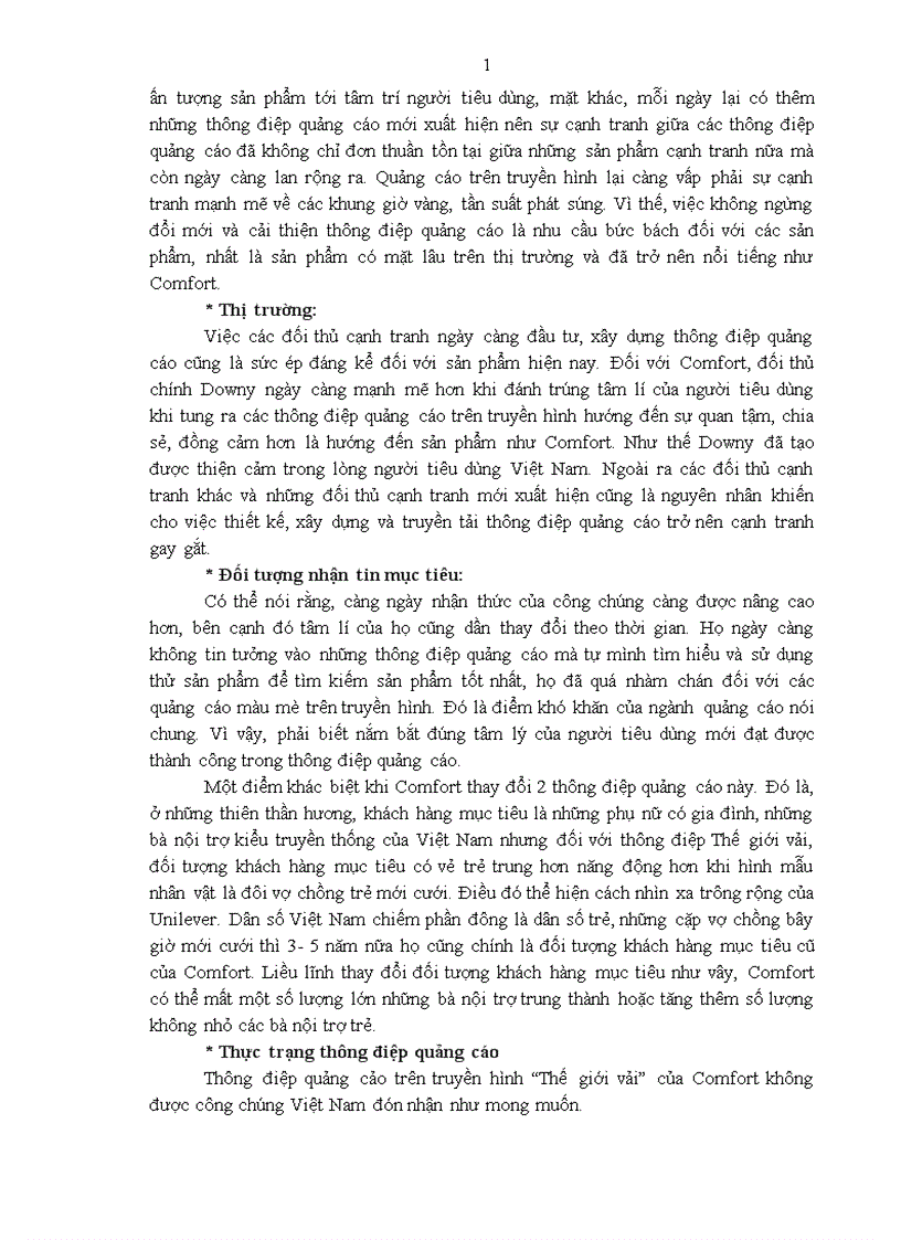 image for page Thông điệp quảng cáo nhãn hiệu nước xả vải Comfort qua truyền hình của công ty Unilever trên thị trường nội địa Thực trạng và giải pháp 1