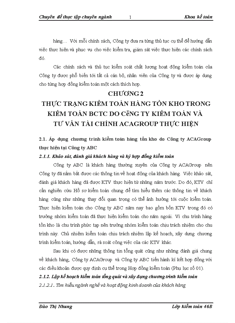 image for page Hoàn thiện kiểm toán chu trình hàng tồn kho trong kiểm toán Báo cáo Tài chính do Công ty Kiểm toán và Tư vấn Tài chính ACAGroup thực hiện 1