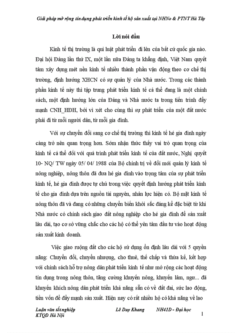 image for page Giải pháp mở rộng tín dụng phát triển kinh tế hộ sản xuất tại NHNo PTNT Hà Tây