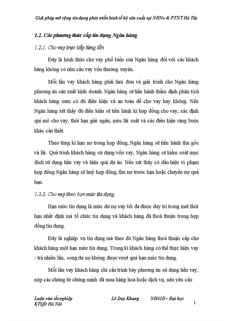 image for page Giải pháp mở rộng tín dụng phát triển kinh tế hộ sản xuất tại NHNo PTNT Hà Tây