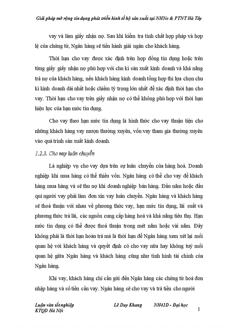 image for page Giải pháp mở rộng tín dụng phát triển kinh tế hộ sản xuất tại NHNo PTNT Hà Tây