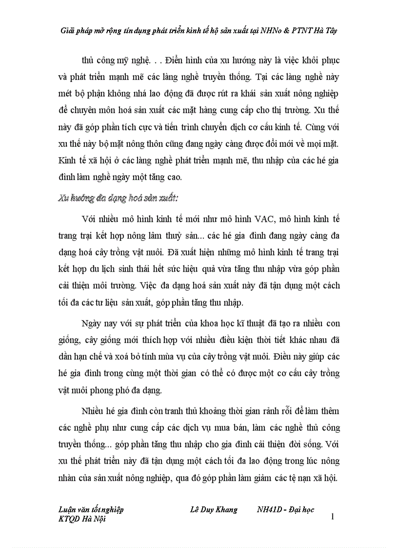 image for page Giải pháp mở rộng tín dụng phát triển kinh tế hộ sản xuất tại NHNo PTNT Hà Tây