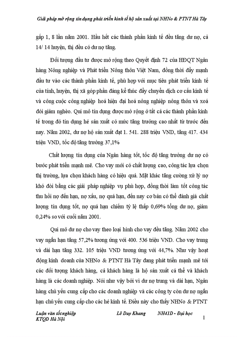 image for page Giải pháp mở rộng tín dụng phát triển kinh tế hộ sản xuất tại NHNo PTNT Hà Tây